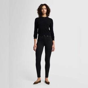 7 For All Mankind Black Mid Rise Skinny Pants